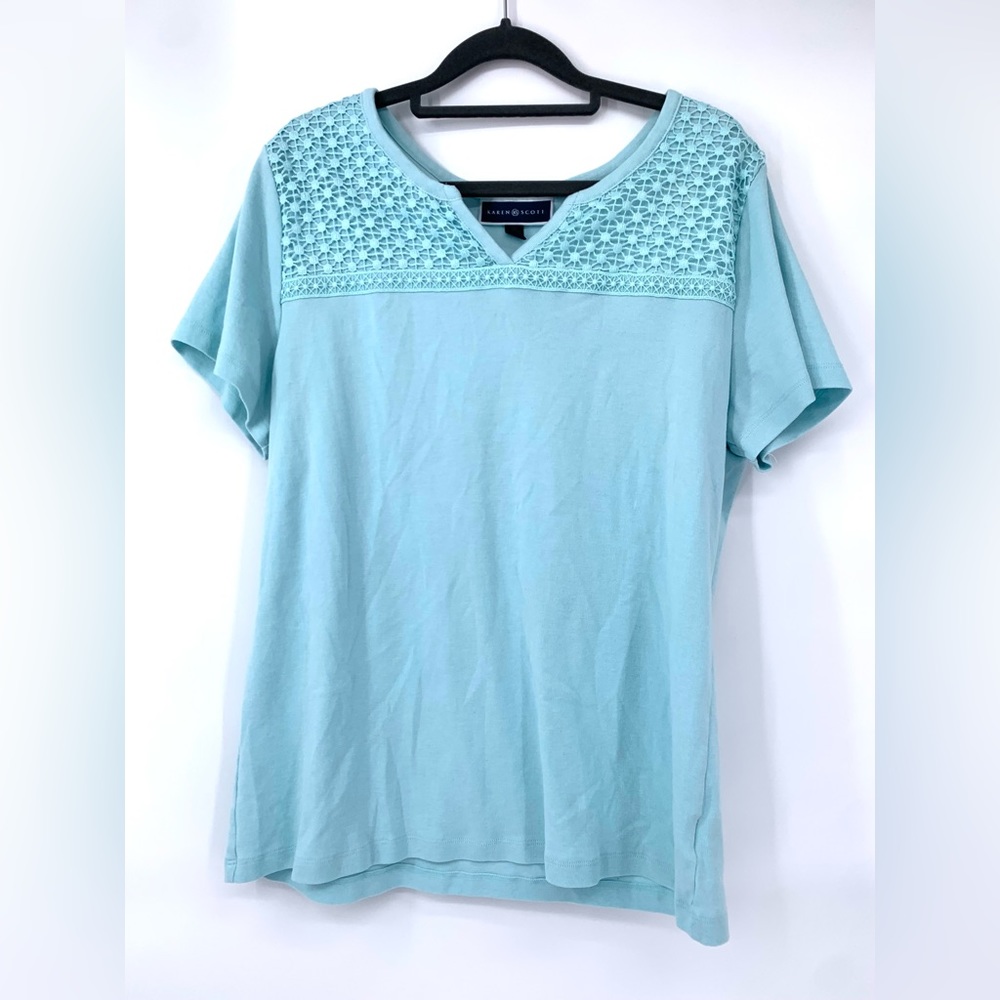 Karen Scott Baby Blue Short Sleeve Size XL